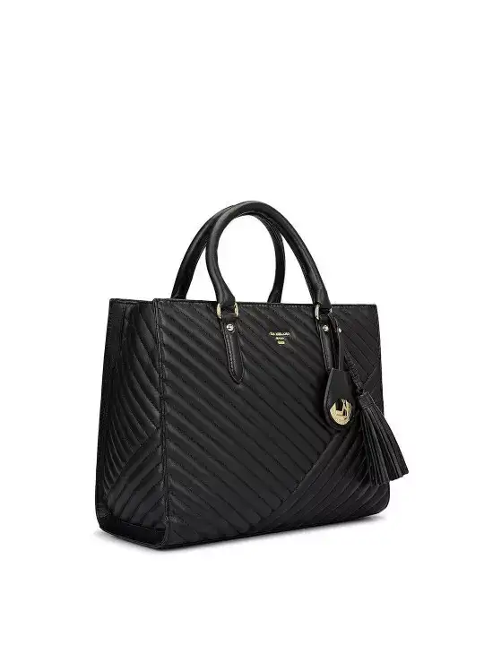 Image for DaMilano-TexturedLeatherStructuredHandheldBagwithTasselled