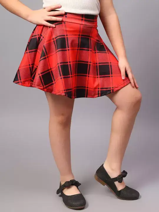 Image for BAESD-GirlsCheckedFlaredKneeLengthFlaredSkirt