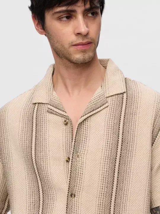 Image for TheSouledStore-MenRegularFitStripedBeigeShirts