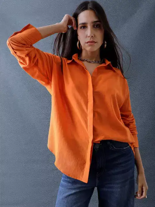 Image for VOLTEDGE-WomenOversizedCottonCasualShirt