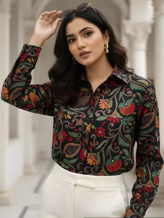 Image for Roadster-TheLifestyleCoPrintedPureCottonSpreadCollarRelaxedFitShirt