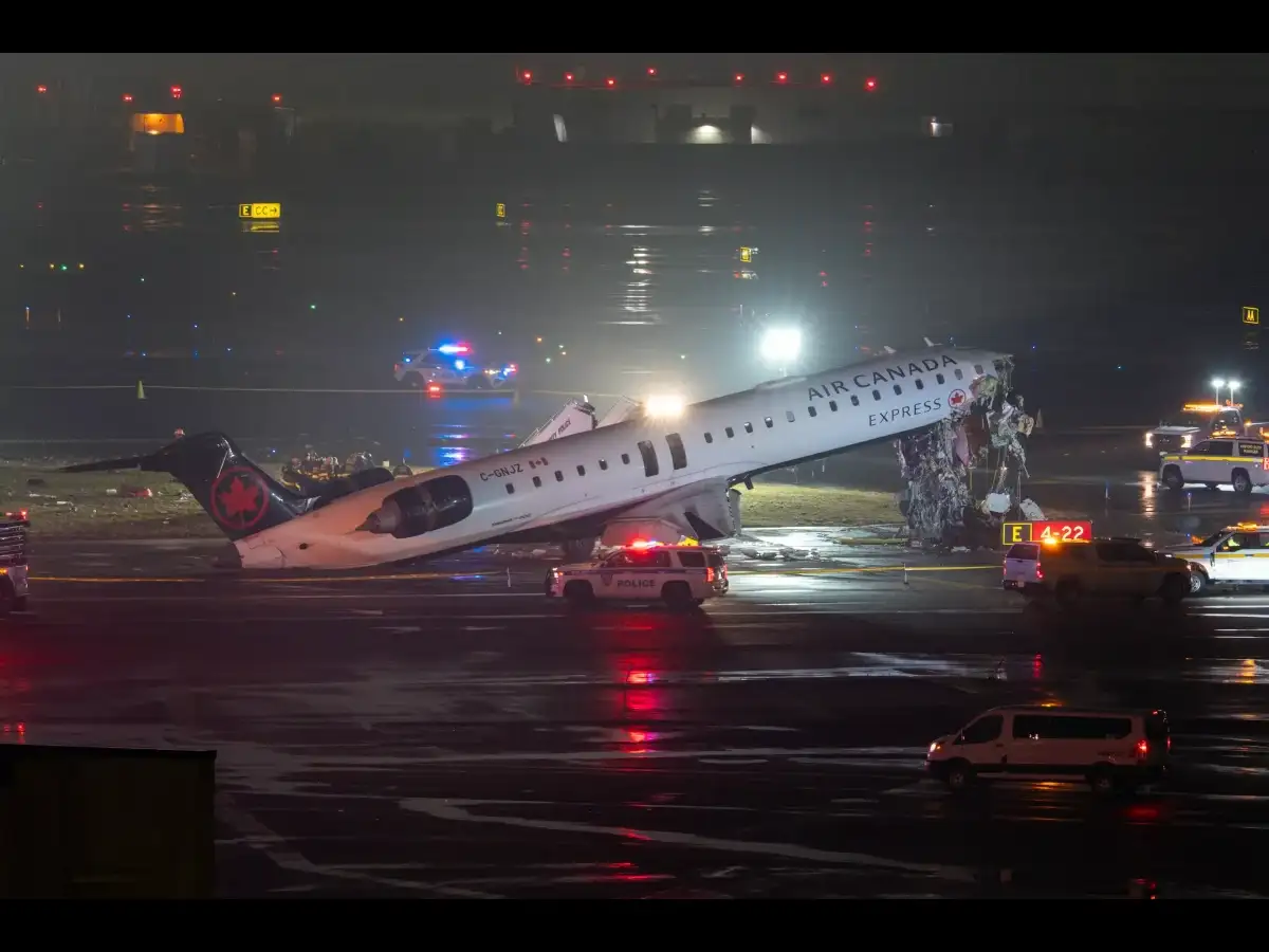 Air Canada Plane collides with rescue truck at LaGuardia airport, 2 pilots killed and dozens injured