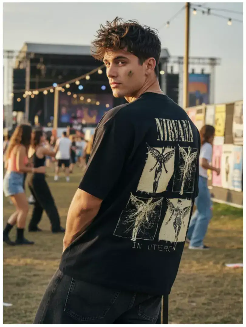 Image for PRONKMenNirvanaPrintedOversizedT-shirt