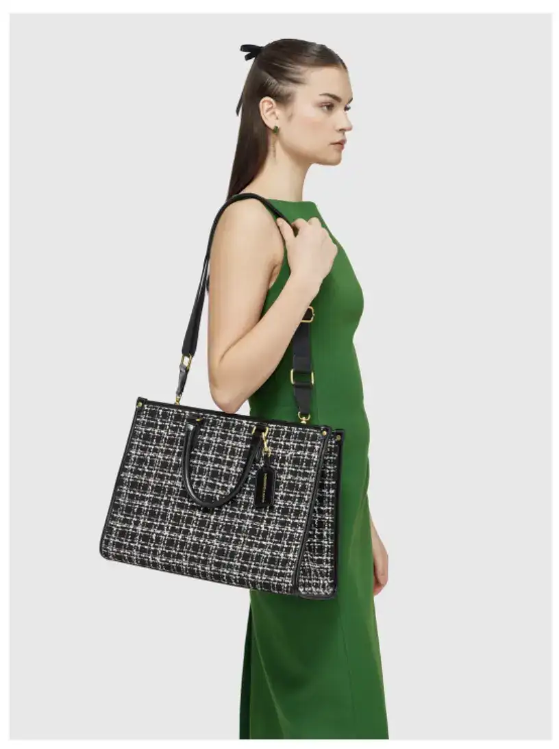 Image for MiraggioOversizedTweedToteBagwithCrossbodyStrap