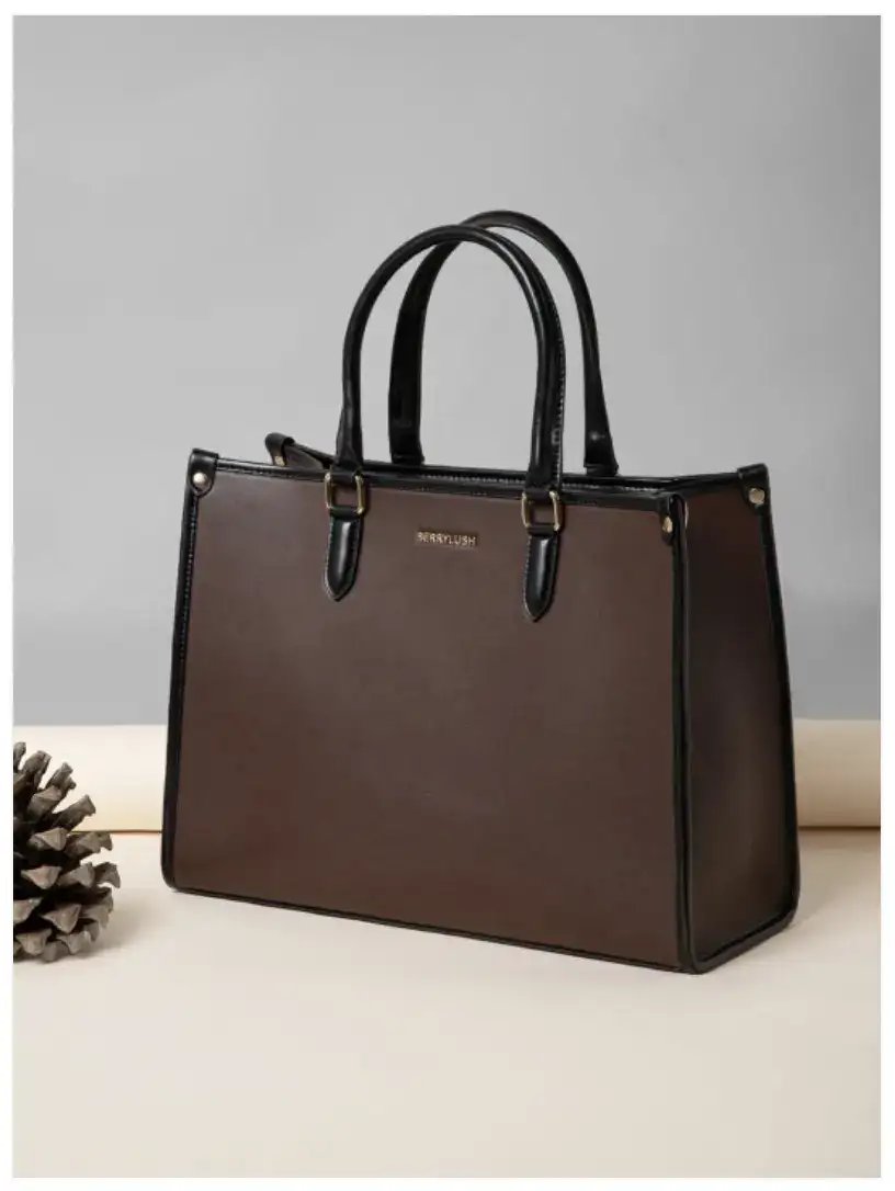 Image for BerrylushWomenSolidStructuredCasualToteBag