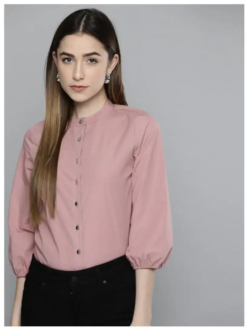 Image for ChemistryWomenDustyPinkCottonSolidFormalShirt