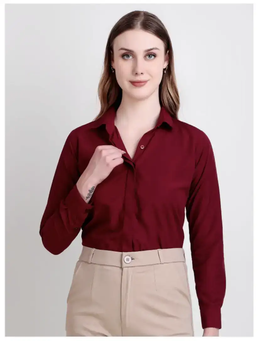 Image for RareCamelNewSpreadCollarLongSleevesSlimFitFormalShirt