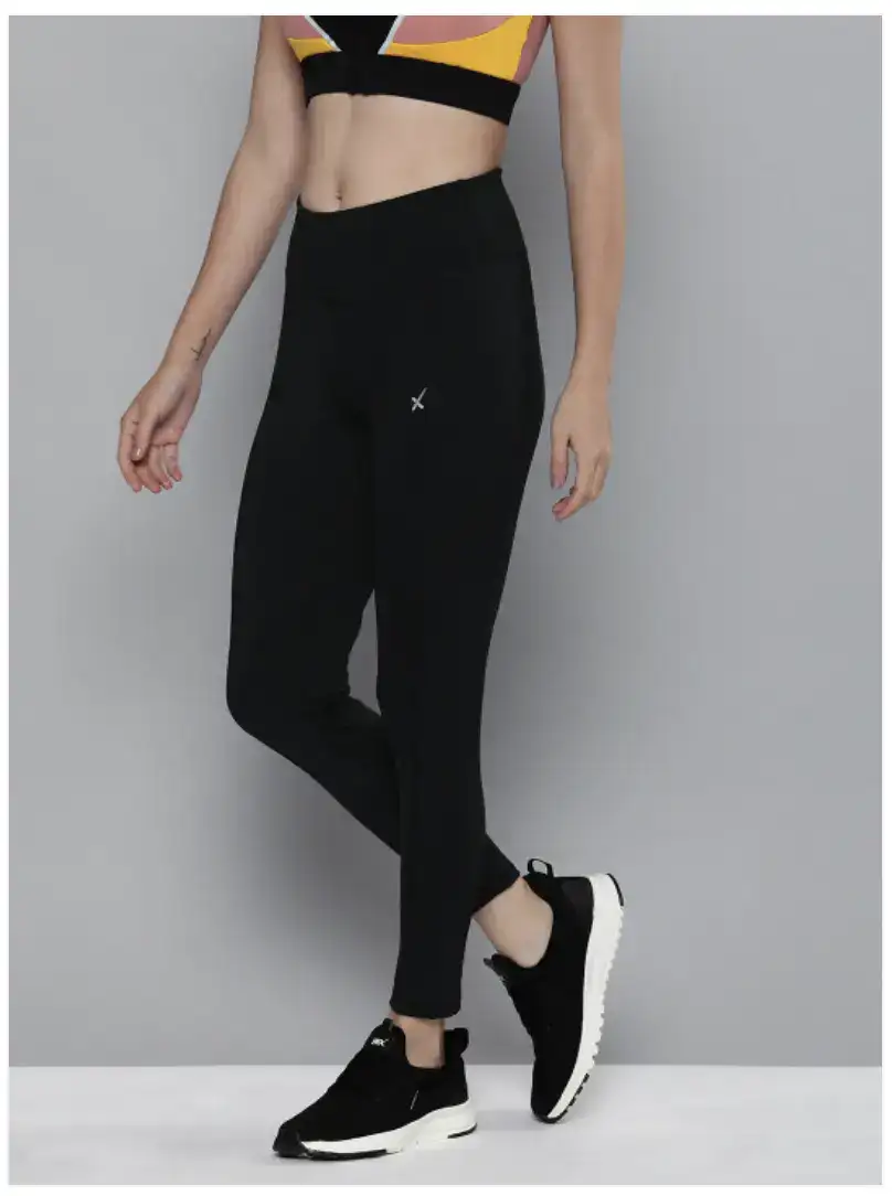 Image for HRXWomenBlackSolidRapid-DryTrainingTights