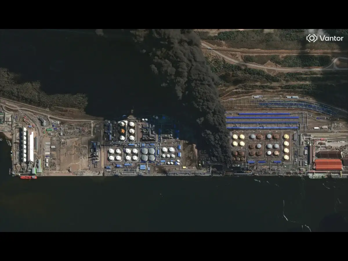 Drone strike hits Russia’s Ust-Luga oil port, fire breaks out