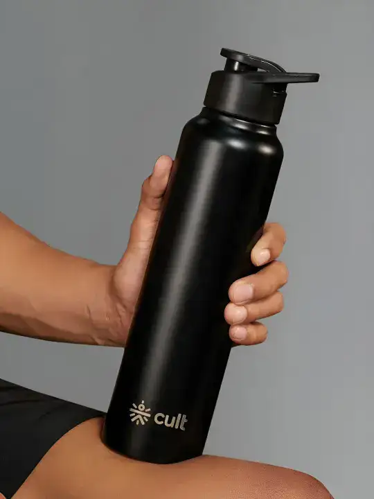 Image for CULT-BlackBrandLogoStainlessSteelLight-weightFlask