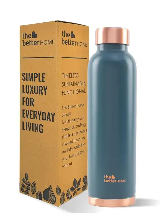 Image for TheBetterHome-TealBrandLogoCopperSpill-ProofWaterBottle