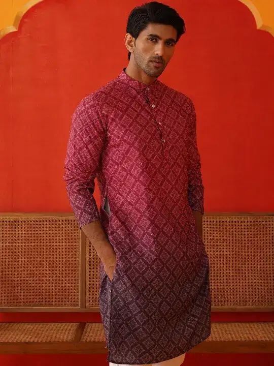 Image for Jompers-MenFloralPrintedSequinnedFloralKurta