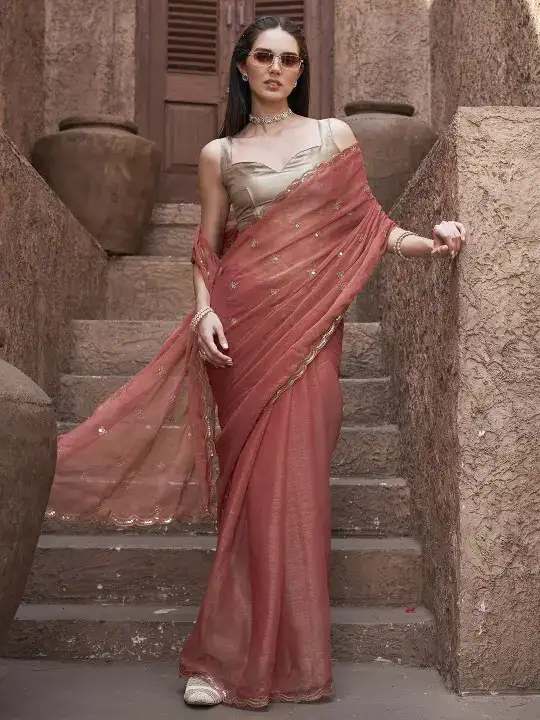 Image for TikhiImli-MirrorWorkPolyChiffonSaree