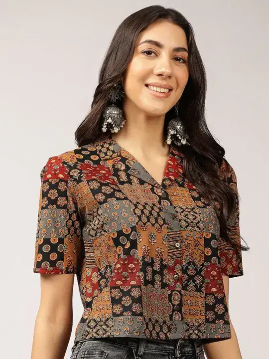 Image for Anouk-EthnicPrintedCubanCollarShirtStyleTop