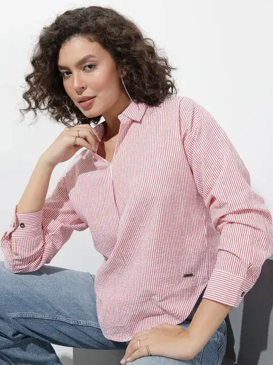 Image for Roadster-TheLifestyleCo.StripedPureCottonShirtStyleTop