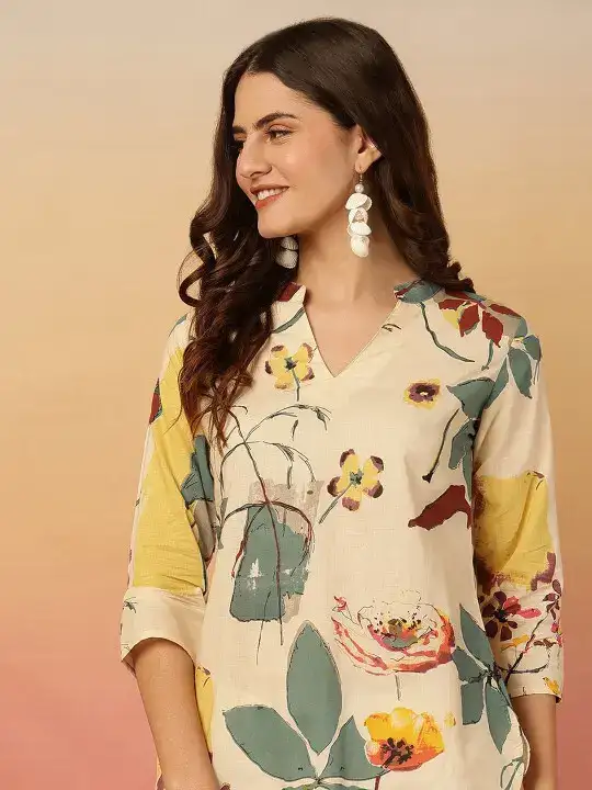 Image for AnoukRustic-AnoukMulticolouredFloralPrintV-NeckCottonTop