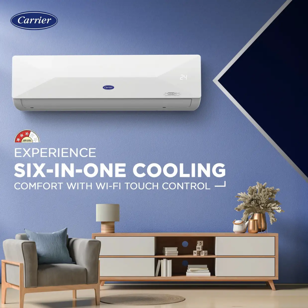 Image for CARRIER1.5Ton3StarSplitInverterwithWi-fiSmartFlexicoolAC