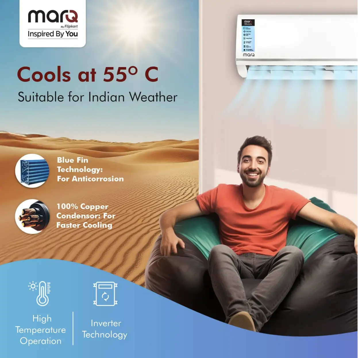 Image for MarQbyFlipkart1.5Ton5StarSplitInverter5-in-1ConvertibleAC