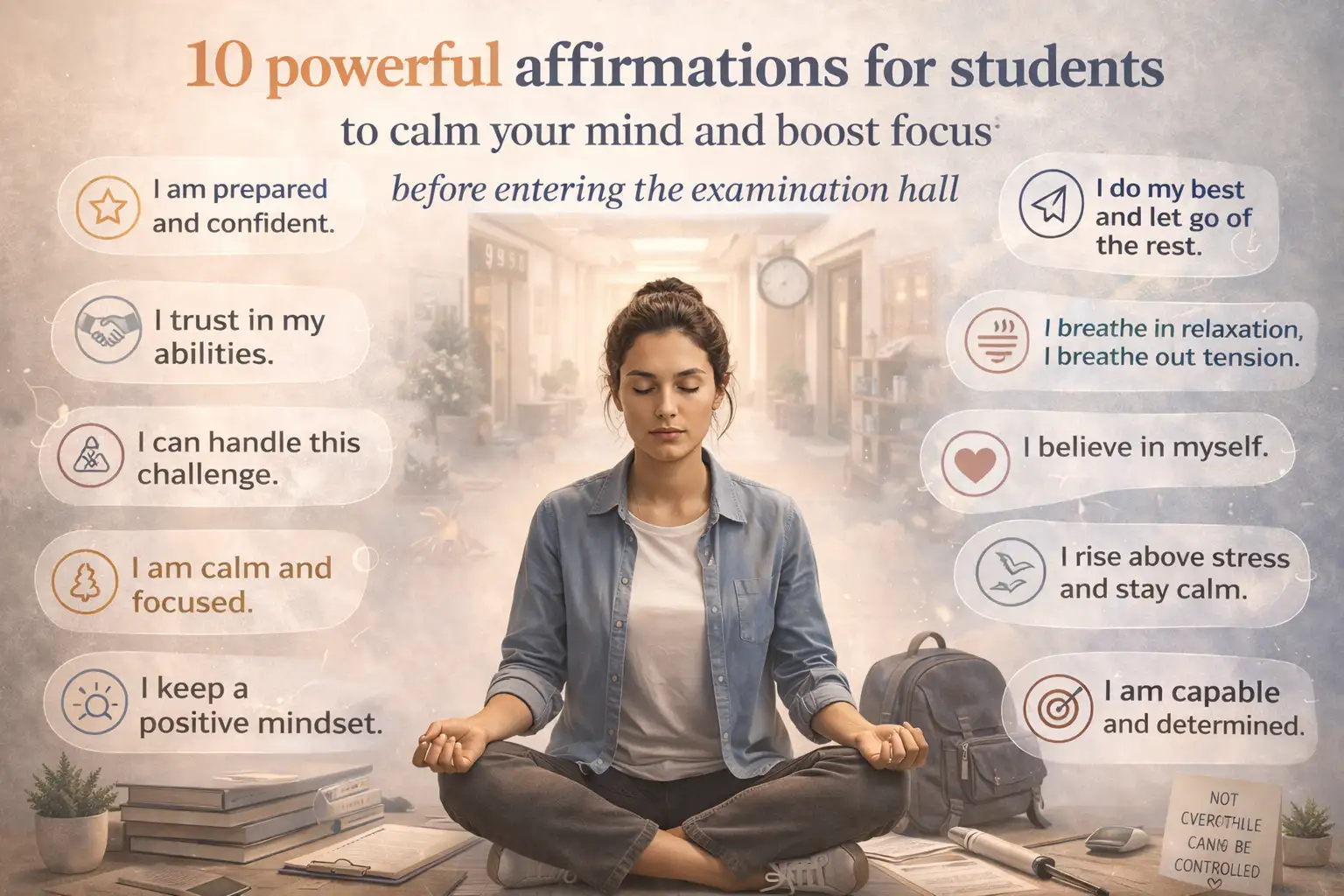 10 powerful affirmations for students to calm their minds and boost focus before entering the examination hall