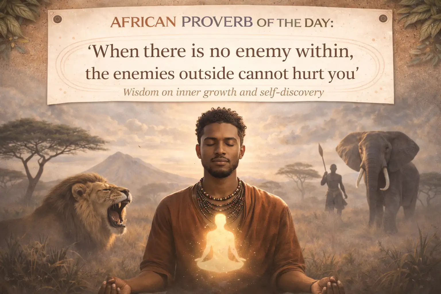 African Proverb of the Day: ‘When there is no enemy within, the enemies outside cannot hurt you’ — Wisdom on inner growth and self-discovery