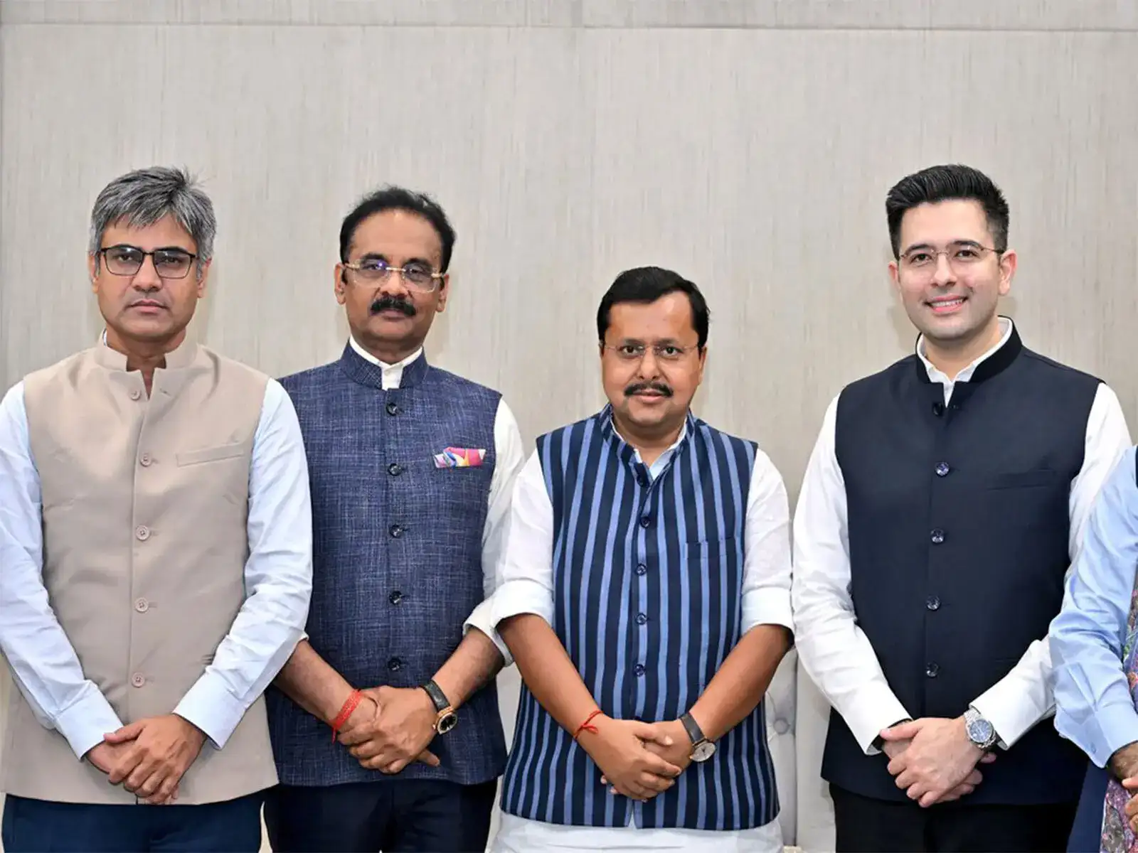 Nitin Nabin welcomes Raghav Chadha, Sandeep Pathak, Ashok Mittal, others to BJP