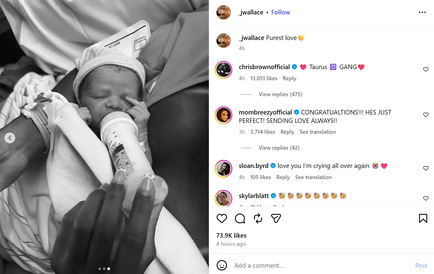 Jada Wallace welcomes first child with Chris Brown; singer now has four ...