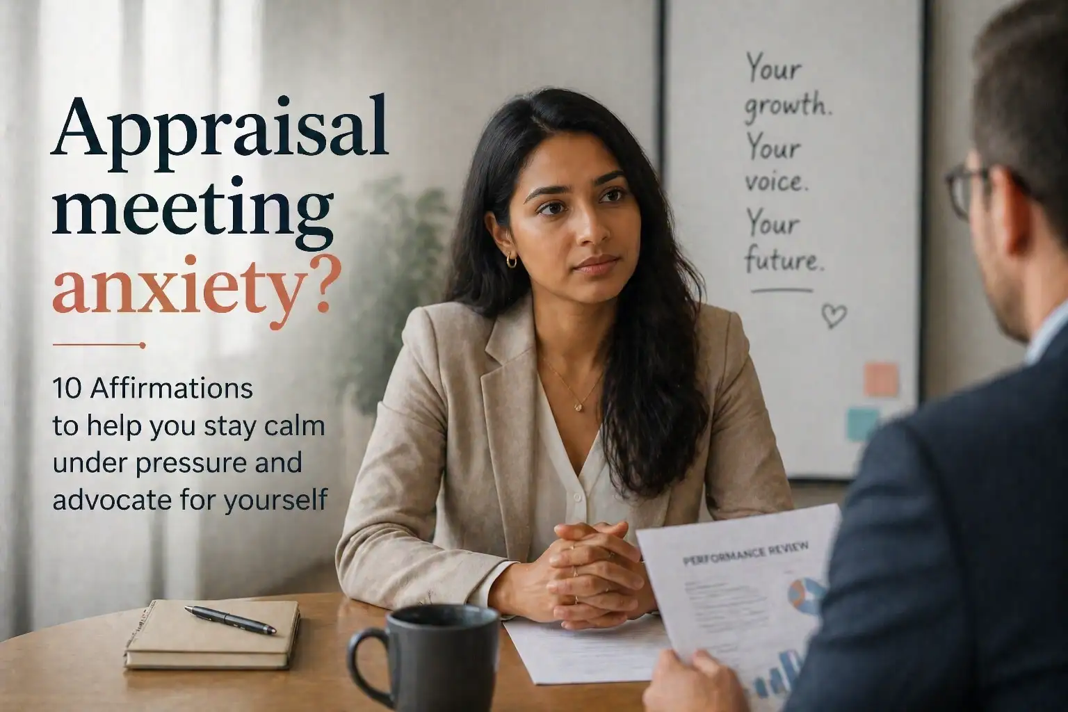 Appraisal meeting anxiety? 10 Affirmations to help you stay calm under pressure and advocate for yourself
