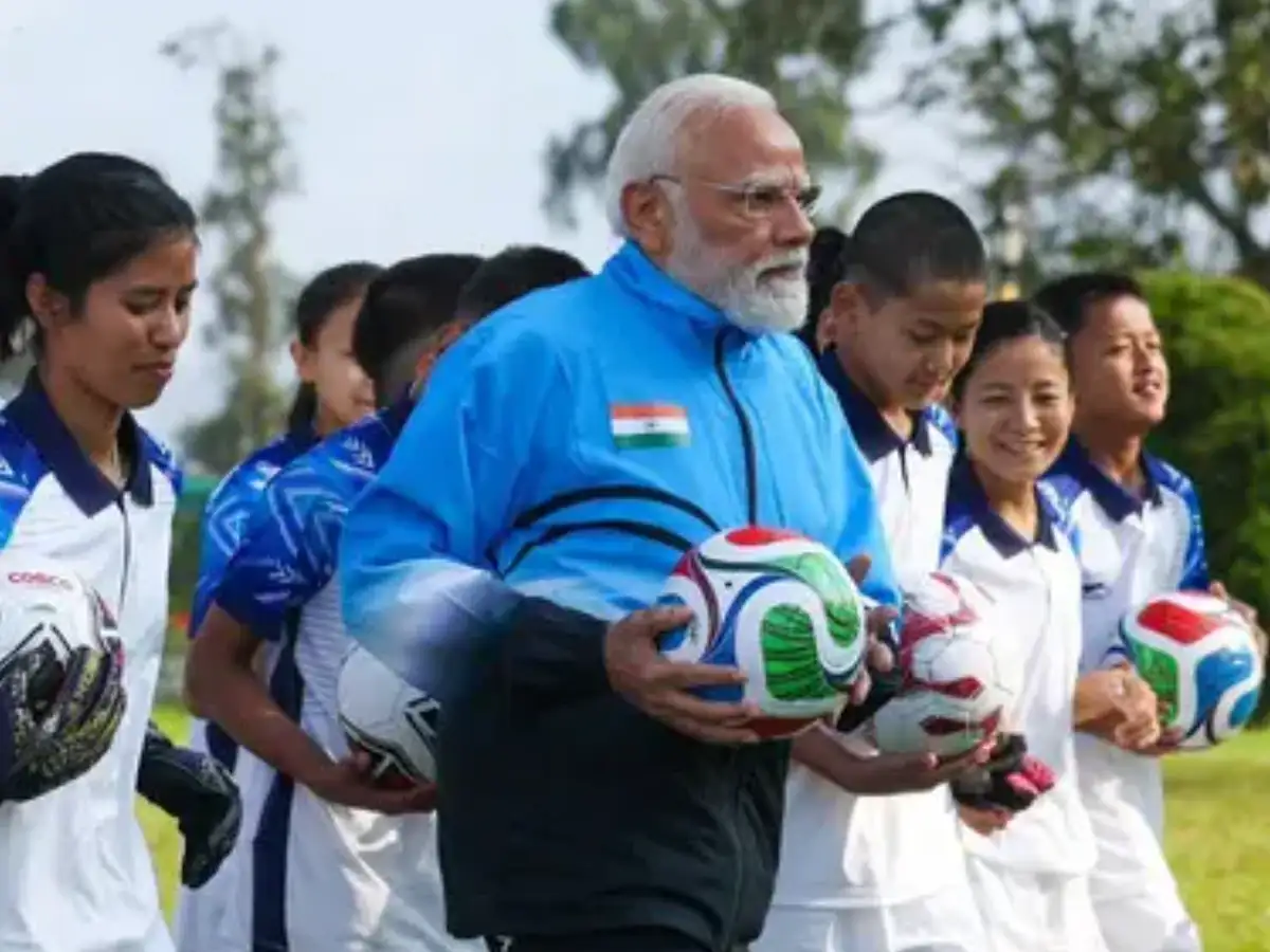 Modi plays football with youth in Gangtok ahead of Sikkim statehood celebrations