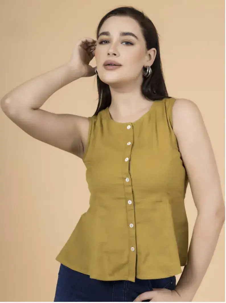 Image for SaffronThreadsWomenPeplumTop
