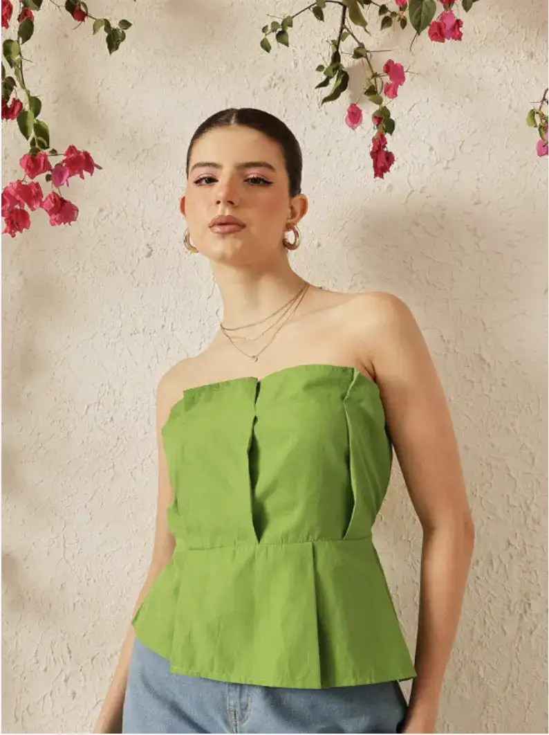 Image for STREET9WomenCottonStraplessPeplumTop