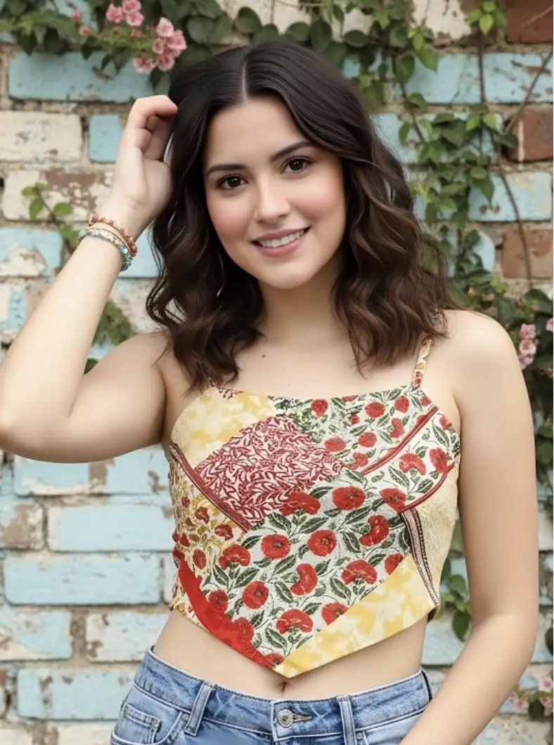 Image for BerrylushWomenGorgeousRedFloralCroppedTop