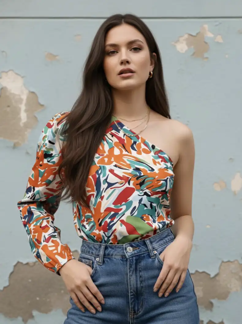 Image for BerrylushWhiteFloralAsymmetryTop