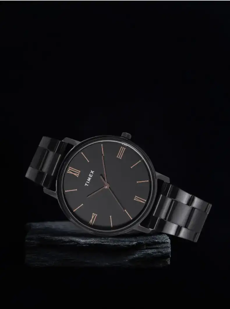 Image for TimexMenBlackBrassDial%26BlackBraceletStyleStrapsAnalogueWatch
