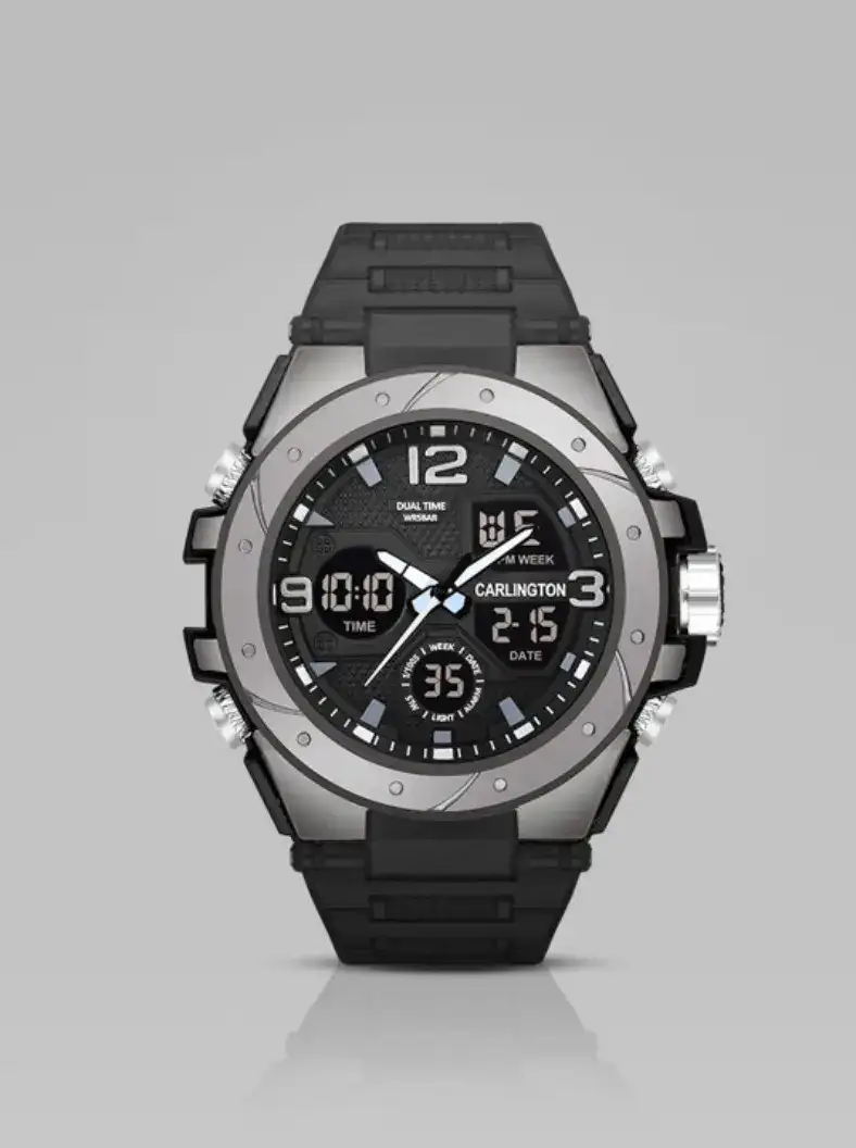 Image for CARLINGTONMenDial%26StrapsDigitalMultiFunctionWatch