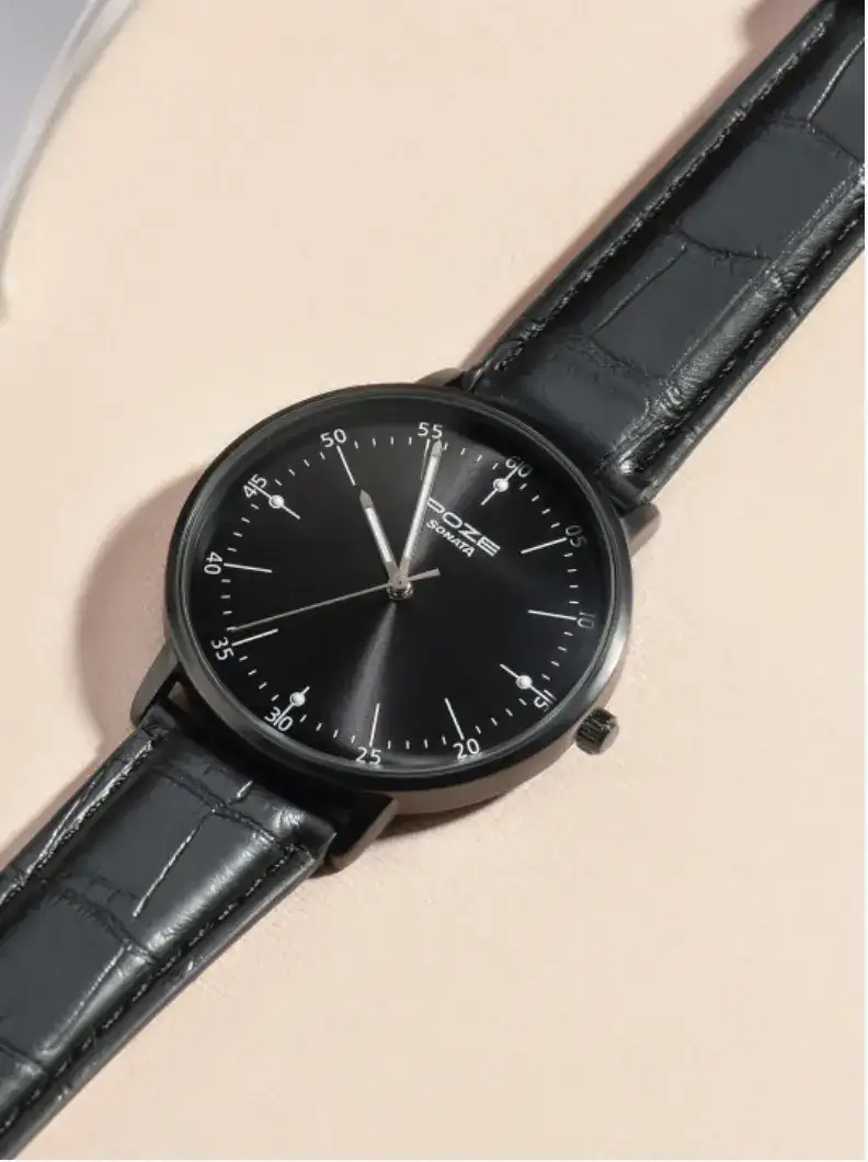 Image for 7.SonataPozeMenPozeLeatherStrapsAnalogueWatch