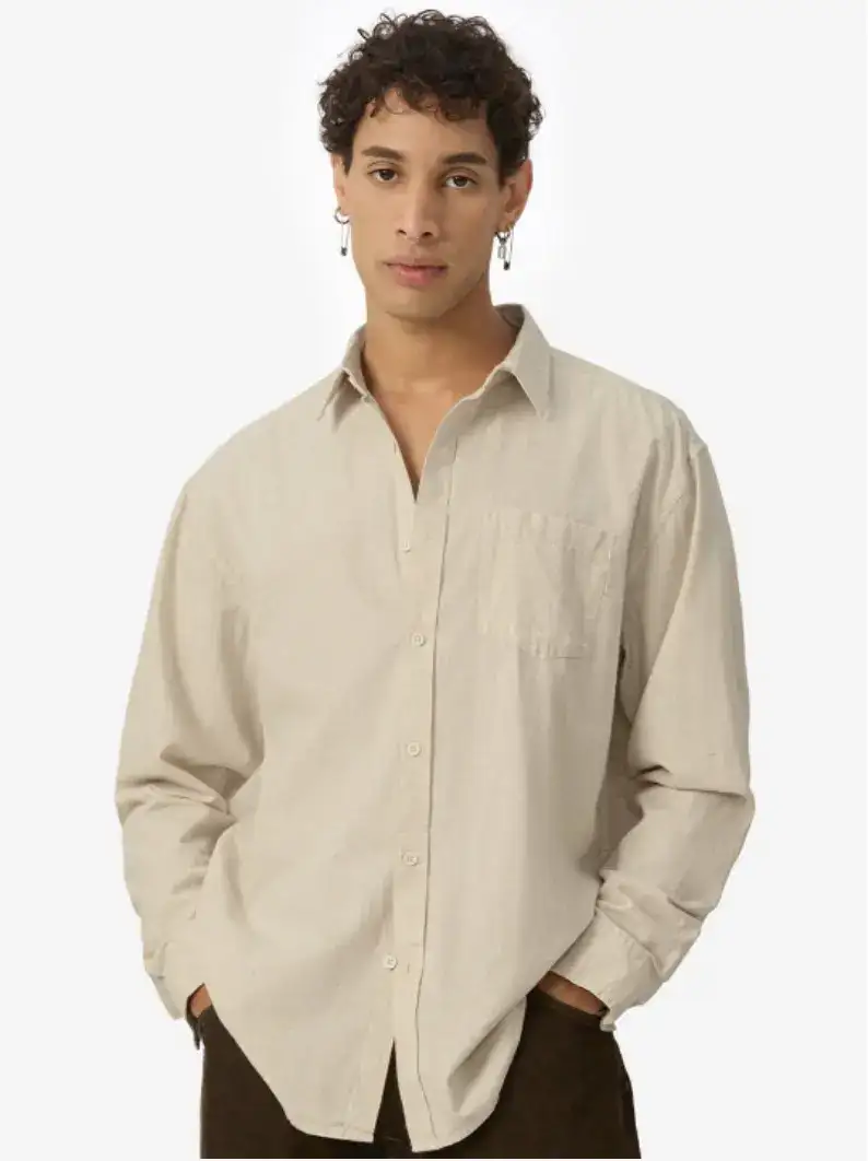Image for TheSouledStoreMenBeigeSolidRegularFitCottonLinenShirts