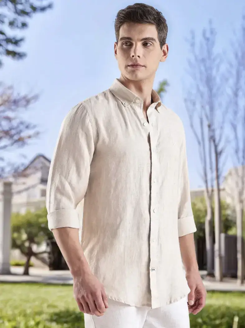 Image for NauticaButton-DownCollarPremiumFitLinenCasualShirt