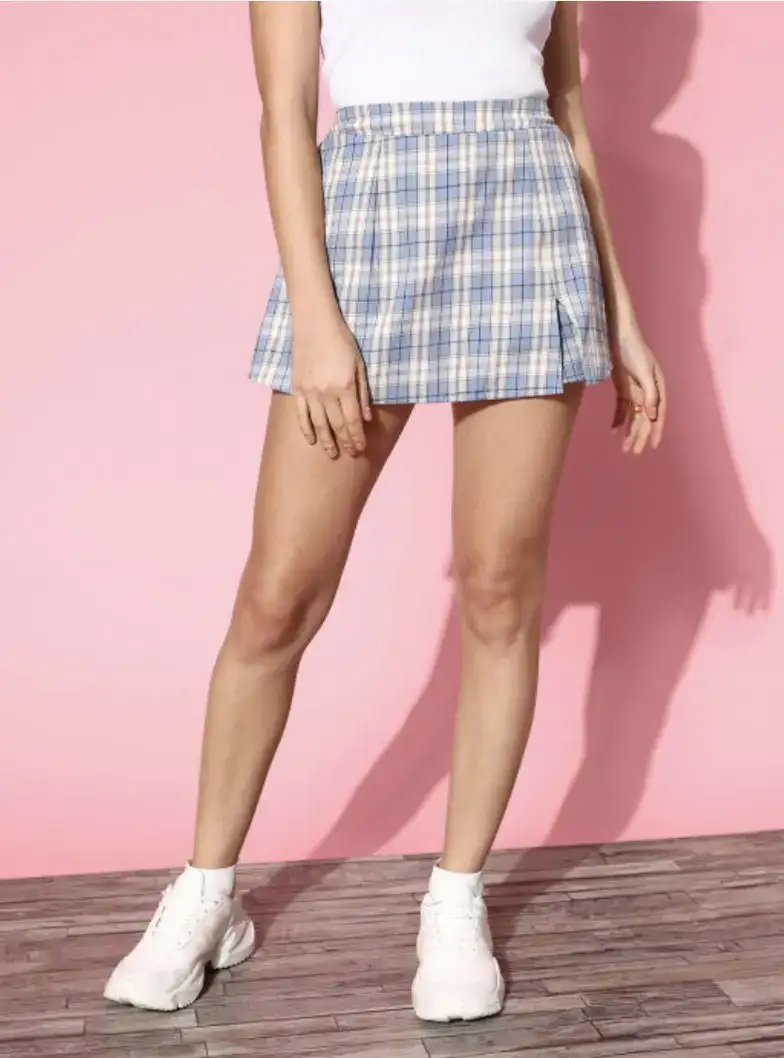 Image for BerrylushBlueCheckedUniformDressingSkirt