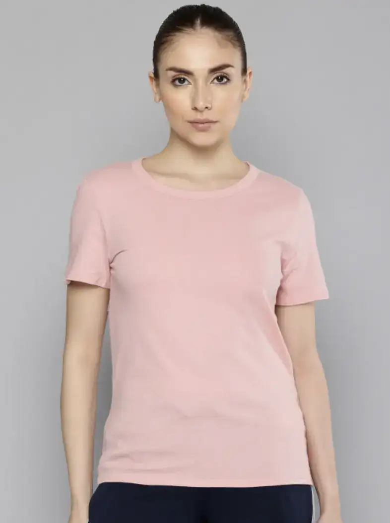 Image for DecathlonDomyos-WomenPinkStretchableGymT-Shirt