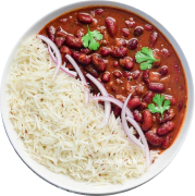 Healthy lunch bowl with rajma and rice