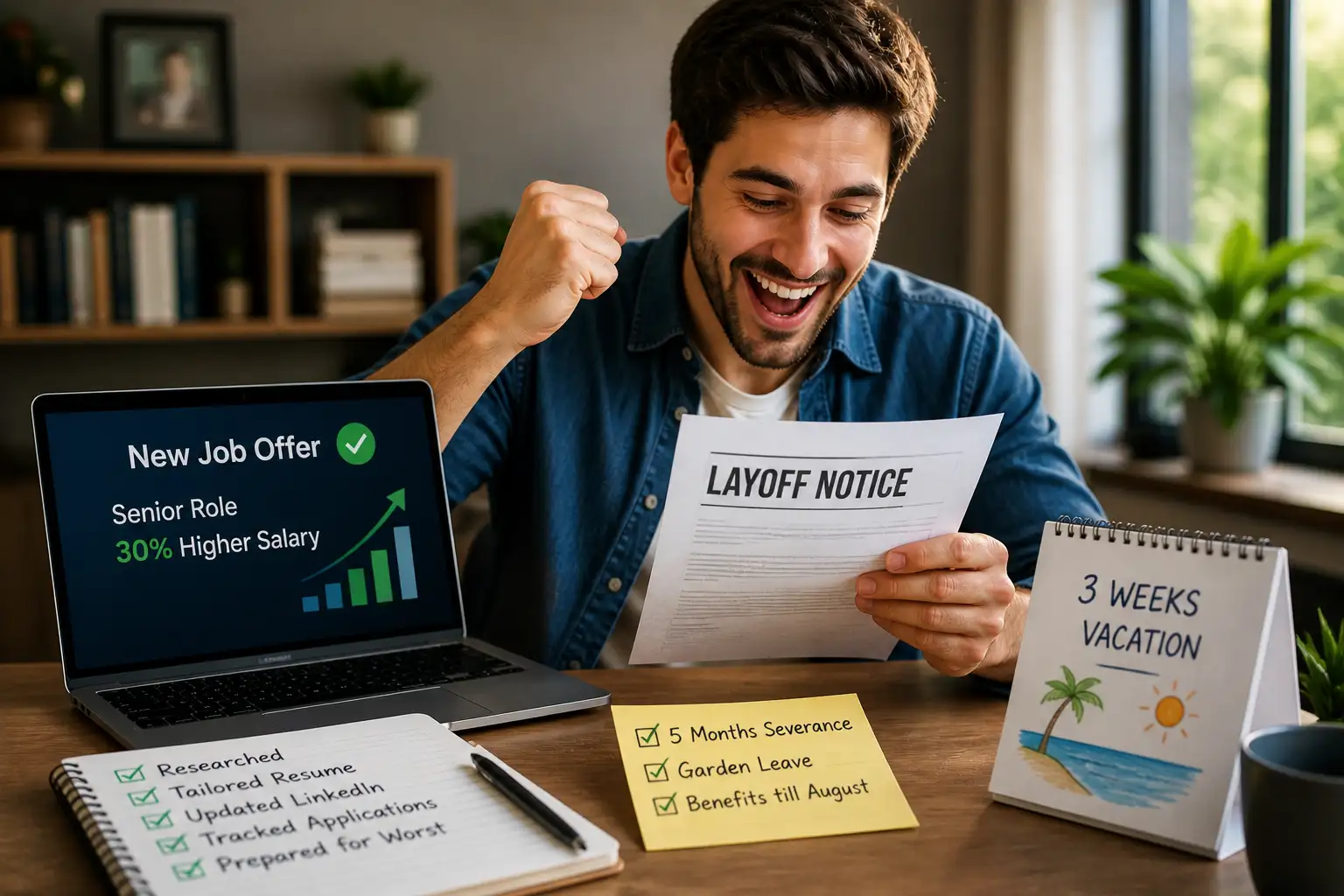 He was drafting his resignation when layoff hit – here's how he got 5 months' severance, a 30% pay rise and 3 weeks' vacation