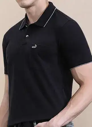 Image for Crocodile-MenSolidPoloCollarCottonSlimFitT-Shirt