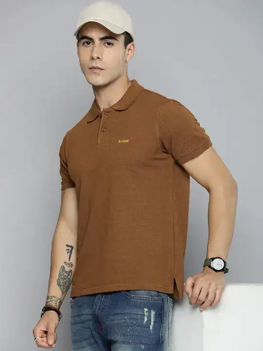 Image for R.CodebyTheRoadsterLifeCo.-MenSolidPoloCollarT-shirt