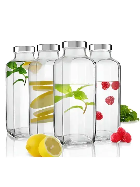 Image for CROCOJAR-TransparentSetof4GlassSolidWaterBottles