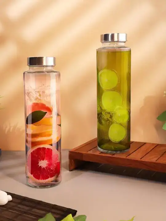 Image for CROCOJAR-TransparentSetof2GlassSolidWaterBottles
