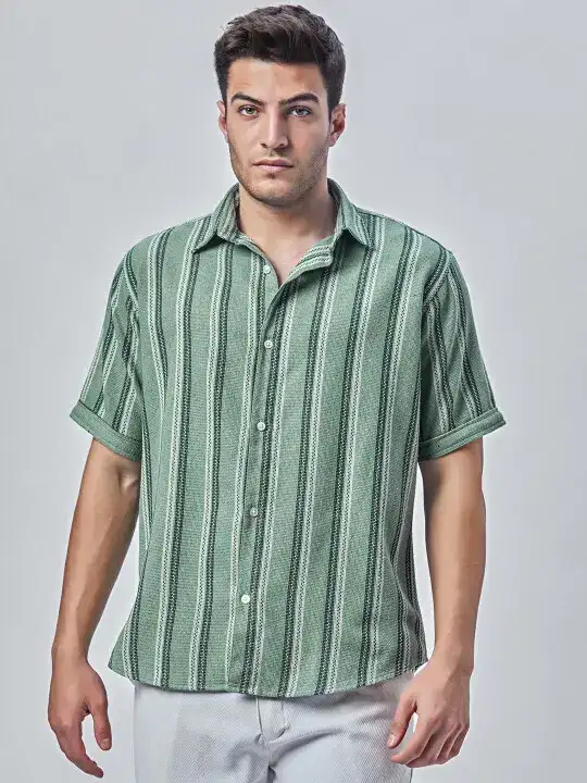 Image for BUSCOTT-MenSmartStripedCasualShirt