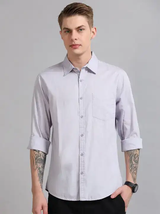 Image for HERE%26NOW-MenRegularFitPeachPremiumCottonCasualShirt