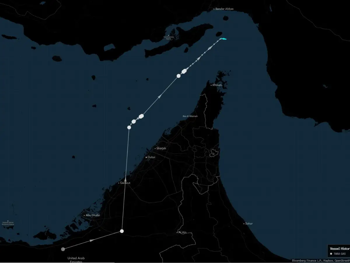 Iran-linked LPG tanker signals Indian ownership through Hormuz