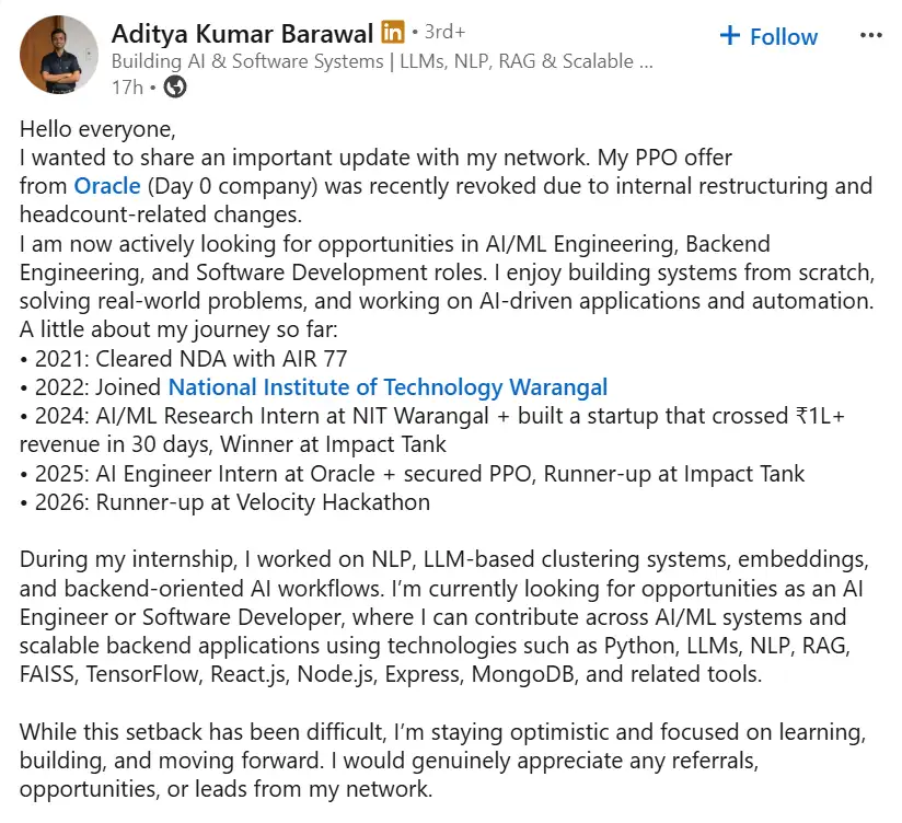 Screenshot of the post