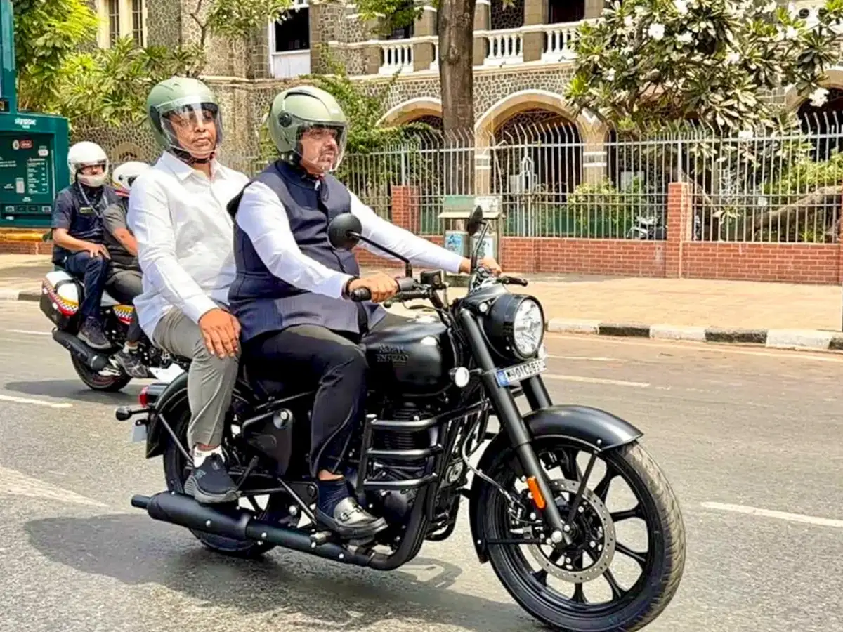 Cutting fuel use: CM Devendra Fadnavis rides motorcycle to Vidhan Bhavan